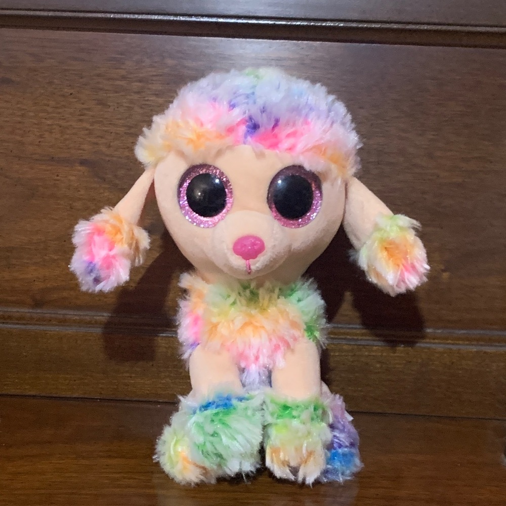 Ty Beanie Boos Rainbow Poodle Dog Plush 7”